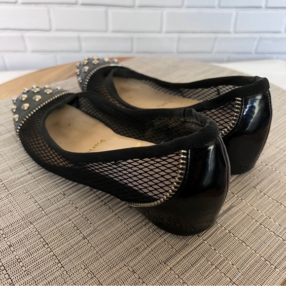 Christian Louboutin Black Patent Leather and Mesh Spike Ballet Flats Size 38 - Picture 3 of 11